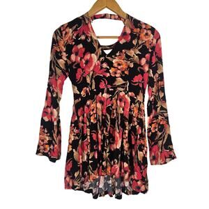 Free People Tegan Printed Mini Dress Floral Boho Backless Peasant 4 Cottagecore‎
